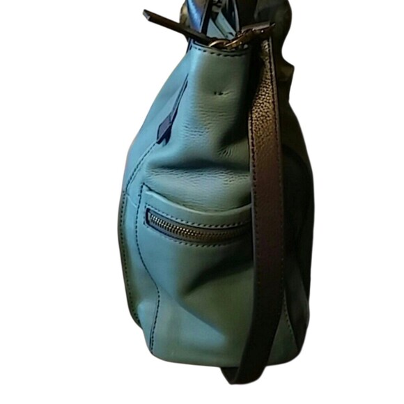 Fossil VTG Emerson Satchel Pebbeled Leather Handbag Shoilder Bag Seaglass/Brown - Picture 6 of 8